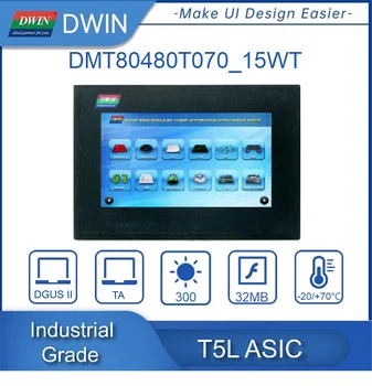 Dwin 800x480 TFT LCD 7 Palcový Displej Priemyselný Stupeň HMI dotykový displej DMT80480T070_15WT