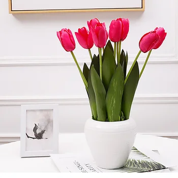 Umelé Kvety, Domáce Dekorácie Skutočný Dotyk Hodvábne Tkaniny Živě Farebné Kytice Falošné Tulipány