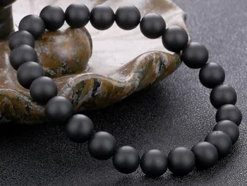 8 mm hjn3 čierna guľa Matná sklenených perličiek Bangles Čakra Uzdravenie Rovnováhu Reiki Buddha Modlitba Jogy Náramok Onyx Matný achát