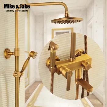 Kúpeľňa antique brass sprchovací set s vysoko preasure bidetová sprcha so starožitnosťami sprcha set Starožitné Sprcha Vaňa teplej studenej Kohútik Sady