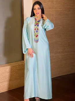 Moslimské Abaya Šaty s Kapucňou Maroko Kaftan pre Ženy Móda Lištovanie Strapec Dlhý Rukáv Voľné Hidžáb Oblečenie Dubaj Oblečenie Svetlo Modrá