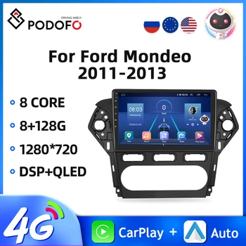 Podofo Android 10 2din autorádio Pre Ford Mondeo 2011-2013 10.1-palcový Auto Multimediálny Prehrávač, GPS Navigáciu, WIFI Carplay Autoradio