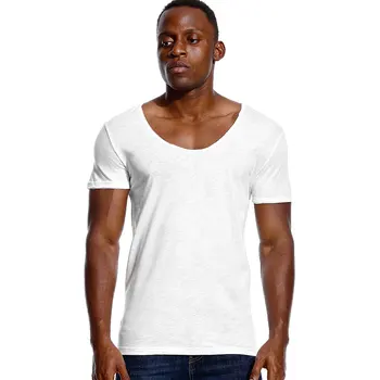 A17 Diepe V-hals Slim Fit Korte Mouw T-shirt Voor Mannen Nízky Rez Úsek Vee Top Tees Módne Mannelijke T-shirt