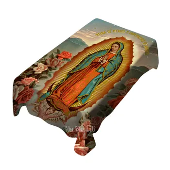 Virgen De Guadalupe Matka Mária Kresťanskej Katolíckej Náboženskej Svätého Art Obraz Stolné Dekorácie Plátno Obrus Nepremokavé