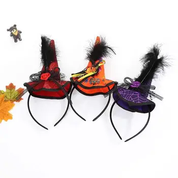 3 KS Halloween Čarodejnice hlavový most Festival Hairband S Pierko Multicolor Headdress Vlasy Hoop Pásma Pre Deti, Doplnky do Vlasov