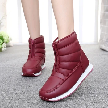 Ženy topánky 2021 zimné topánky, nepremokavé hrubé plyšové teplé protišmykový zips ženy členkové čižmy veľkosť 35-45