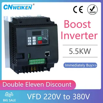 5.5 kw na 220V 380v AC VFD Frekvenčného meniča VFD Invertor troch fáze Výstupnej Frekvencie meniča vretena
