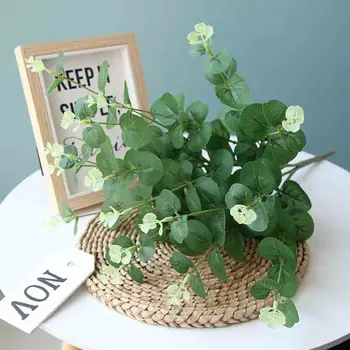 Svadobné 4 vidlica film Eukalyptu peniaze list kvet stenu Umelé rastliny svadobné domov stôl dekorácie simulácia kvet