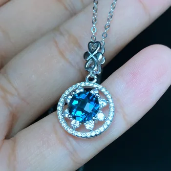 móda nádherné blue Topaz náhrdelník ženy strieborný náhrdelník narodeniny výročie vianočný darček real gem 925 sterling silver