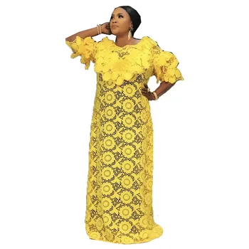 Dlho Afriky Šaty Pre Ženy Afrike Oblečenie Afriky Dizajn Bazin Čipky Kvety Vzor Dashiki Maxi Šaty Afrike Oblečenie
