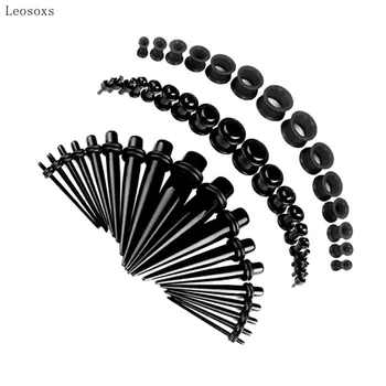 Leosoxs 50pcs Jednoduchý Nové Akryl Čiernej Ostrý Kužeľ Ucho Expander Ucho Diery Piercing Šperkov