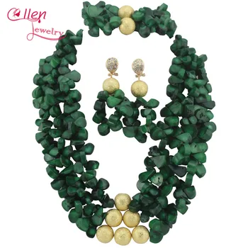 Zelená Afriky Nigérijský Svadobné Korálky Šperky Set Coral Šperky Set Coral Korálky Náhrdelník Nastaviť Afriky Šperky Set W6748