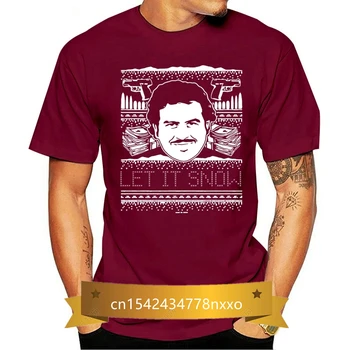 Pablo Escobar Let It Snow Vianočné Úplné Predné Tlačiť T-Shirt* Mnohých Farbách