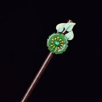 Pokrývku Hlavy Jade Kameň Barrettes Achát List Kvet Korálky Vlásenky Jadeite Šperky Amulet Módne Doplnky, Prírodné Čínske Ženy