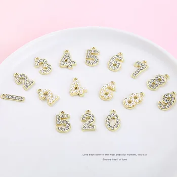 10pcs Drahokamu Pearl arabské Číslice Charms Čísla od 0 Do 9 Zliatiny Zlaté Kovové Prívesky Charms Pre Náhrdelník Príslušenstvo Šperky