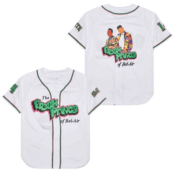 BG baseball dresy FRESH PRINCE 14 SMITH jersey Outdoorové športové oblečenie, šitie, Vyšívanie Biela portrét Hip-hop, Street kultúry