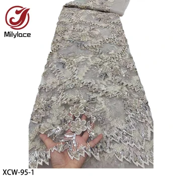 Luxusné, Ručne vyrábané Korálkové Čipky Textílie Pekne Vyzerajúce francúzsky Výšivky Čistý Čipky s Flitrami pre Svadobné Šaty XCW-95