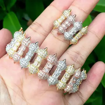 ModemAngel Luxusné Značky Super Cubic Zirconia Medené Šaty Zapojenie Strana Svadobné Svadobné Šperky Pre Ženy Náramok Prsteň