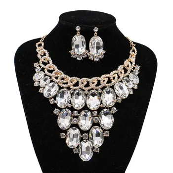 LAN PALÁC nové afrike svadobné šperky nastaviť Rakúskeho kryštálu zapojenie náhrdelník a náušnice doprava zadarmo