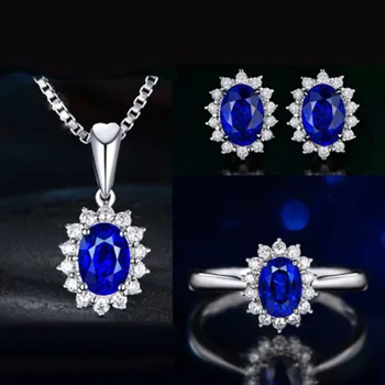 Luxusné Ženy Barokový Oválne CZ Kryštálmi 3PC Nastaviť Náhrdelník/náušnice/prsteň Módne Ženy AAA Zirkón Svadobné Šperky, Zásnubné