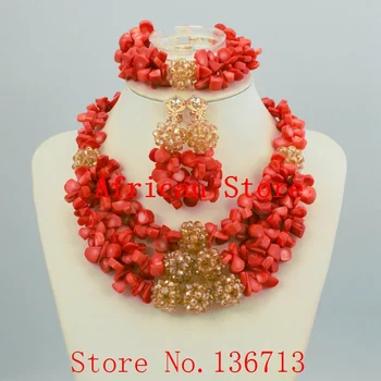 Módne Kostýmy Svadobné Imitácia Perly Nigérijský Svadobné Afriky Korálky Šperky Set Crystal Indiánsky Náhrdelník a Náušnice setHD347-3