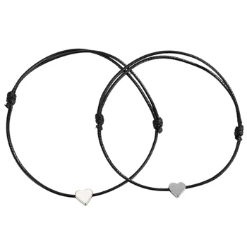 Čierne String Striebornej Farbe Srdca Kúzlo Niť Náramok pre Ochranu Muži Ženy Nastaviteľné Šperky Amulet