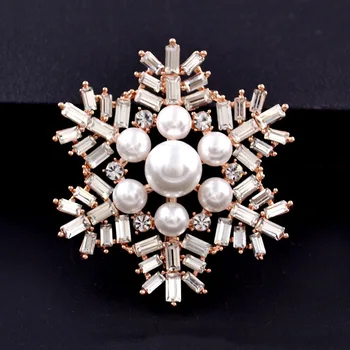 Móda Snowflake Crystal Brošňa pre Ženy Vyhovovali Pearl Drahokamu Šperky, Zirkón Kolíky Šatku Pracky Svadobné Oblečenie Príslušenstvo