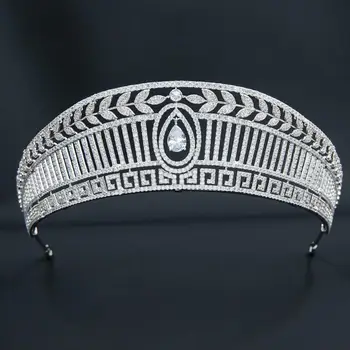 Zirkónmi Royal Replika Tiara na Svadbu,Crystal Queens Tiaras Korunka pre Nevesty Vlasy Príslušenstvo CH10356