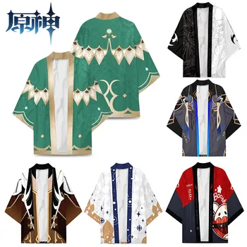 Anime Hry Genshin Vplyv Morax Zhong Li Cosplay Kimono Dospelých Tlač Haori Yukata Halloween Party Košele Streetwear Topy Plášť