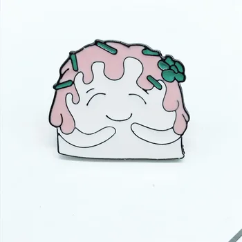 Karikatúra Roztomilý Ružový Vlasy Dievča Odznak Brošňa Zelený Kvet Vlásenky Tričko Batoh Šperky Odznak Brošňa Pin priateľmi milenca darček