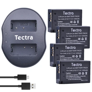 Tectra 4pcs LP-E17 LP E17 Akku Batérie +USB Duálna Nabíjačka pre Canon EOS 200D 750D 760D 800D 8000D M3 M5 Rebel T6i T6s Kamery