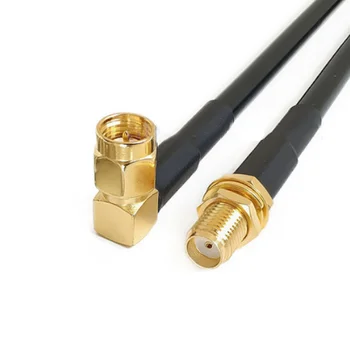 Kábel RG58 SMA Female Konektor SMA Male pravý uhol konektora Koaxiálneho Pigtail WIFI Nízke Straty kábla 0,1 m-10m