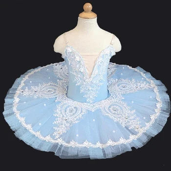 Deti Modrá Sequined Balerína Balet Tutu Šaty Dievčatá Labutie Jazero Tanečné Šaty, Kostýmy Teenage Profesionálne Baletné Oblečenie