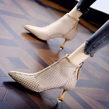 2022 nové sexy oka duté priedušná zips uprostred päty sandále dámske ukázal prst all-zápas kórejský štýl stiletto sandále