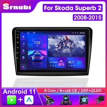 Srnubi 2Din Android 11 autorádia Multimediálny Prehrávač Videa Pre Škoda Superb 2 B6 2008-2015 Navigácie GPS Vedúci Jednotky Carplay RDS 4G