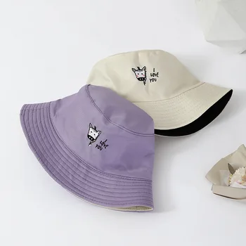 2022 Nové Módne Letné Vedierko Hat pre Ženy, Mužov, Bob Plachých Zvierat Sun Flower Psa Bean Vyšívané Rybárske Spp