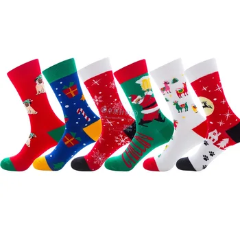 Cartoon Elk Vianočná Pančucha Zimné Dlhé Bavlnené Ponožky Pančuchy Nadácie Stehna Vysoké Ponožky Žena Unisex Ponožky Plus Veľkosť