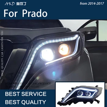 Auto Svetlá Pre Prado 2014-2017 LED Svetlomety, Montáž Úprava Upgrade DRL Bifocal Objektív Dynamické Zase Signál Lampa