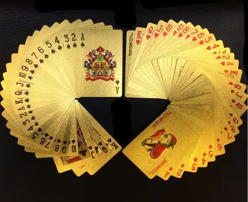 Zlaté Hracie Karty Paluby zlatej fólie poker nastaviť Magic card 24K Gold fólie poker Trvanlivé Nepremokavé Karty magic