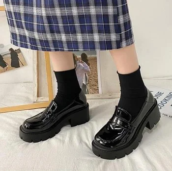 Malé kožené topánky Japonských žien 2022 jeseň novej Britskej škole štýl Mary Jane topánky silné päty hrubé jediným topánky ženy