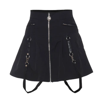 Čierne Slim Mini Krátke Sukne S Vysokým Pásom Šatka Skladaná Sukňa Sukne Ženy Streetwear Bodycon Clubwear