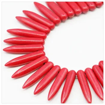 5x25mm Červená Oceľové Ihly Turecko Turquoises Voľné Korálky, Ručne Vyrobené Pre DIY Prívesok Náhrdelník Šperky Robiť Dizajn Ženy, Dievčatá