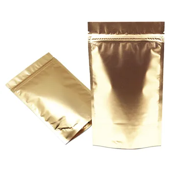 14*20 cm 100ks/ Veľa Čaj Cukrovinky Postaviť Zlaté Hliníkovou Fóliou Skladovanie Vriec Kávy Doypack Tepelné Tesnenie Mylar Ziplock Package Puzdro