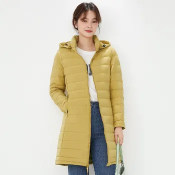 bezšvové nové ľahké a tenké nadol bunda dámske stredne dlhé biele kačacie kórejská verzia kabát odnímateľný
