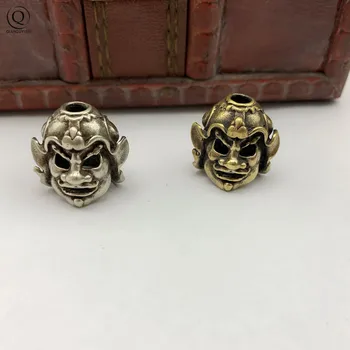 Mosadz Ručné DIY Vintage Japonský Smaurai Masky, Prilby Nôž Perličiek Prívesky Baterka Paracord Dáždniky Lano Korálky Keychains