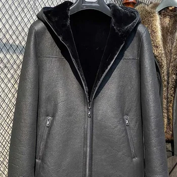 Kabát Mužov Pôvodné Ovčej All-in-one Pribrala Teplé Oblečenie, pánske Mid-dĺžka Zimného Fur Real Kožená Bunda DEVÍZA