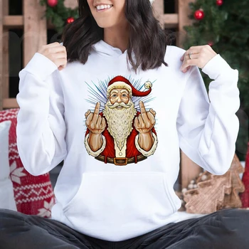 Vtipné Santa Claus Tlač Hoodie Ženské Oblečenie Teplá Vlna Voľné Dlhý Rukáv Šport Pulóver Harajuku Hip Hop Ženy Muži Mikina