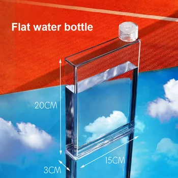 A5 Tvorivosti ploché námestie fľaša na vodu s handričkou pokrytie cestovných Priehľadného plastu šťava nápoj fľaša vody kanvica pohára pohár