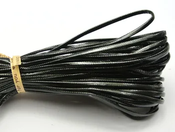 10 Meter Čierna Ploché Mäkké Syntetické Kožené Šperky Kábel Čipky String 3X1mm