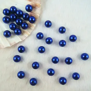 Veľkoobchod 6.8.10.12 mm Námornícka Modrá Módne Kolo Pearl Imitácia Akrylové Korálky, Perly DIY Šperky Fingdings AB-07